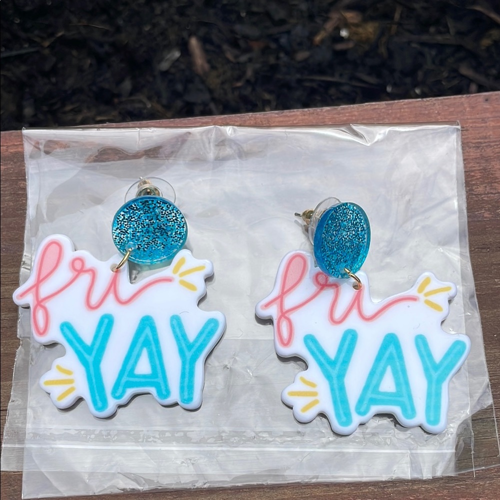 Fri Yay Blue and White Drop Earrings